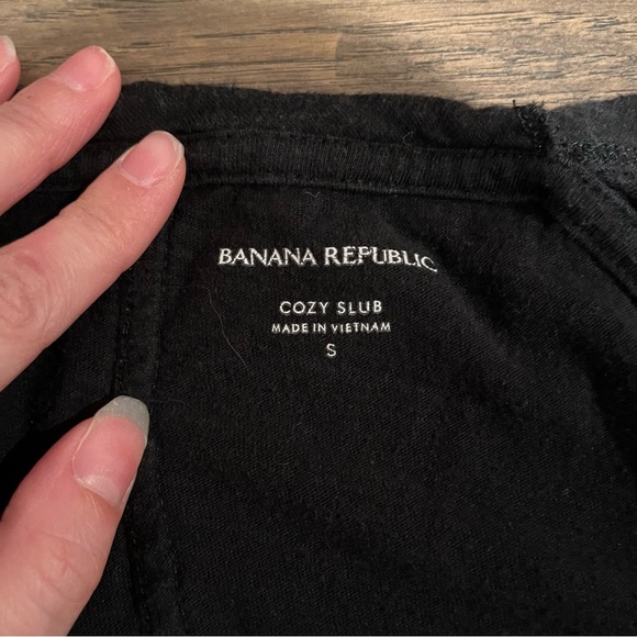 Banana Republic Black Cozy Slub Long Sleeve Slouchy Tee Size Small - Picture 2 of 4